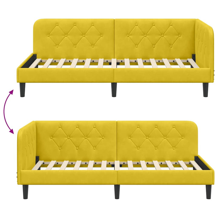 Hjørnesengramme Gul 90 x 200 cm Fløjl