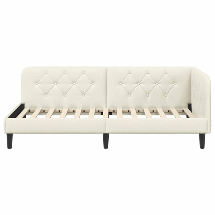 Hjørnesengramme Creme 90 x 200 cm Fløjl