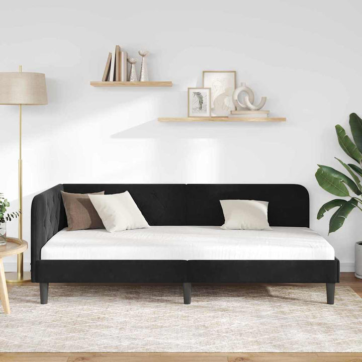 Hjørnesengramme Sort 100 x 200 cm Fløjl