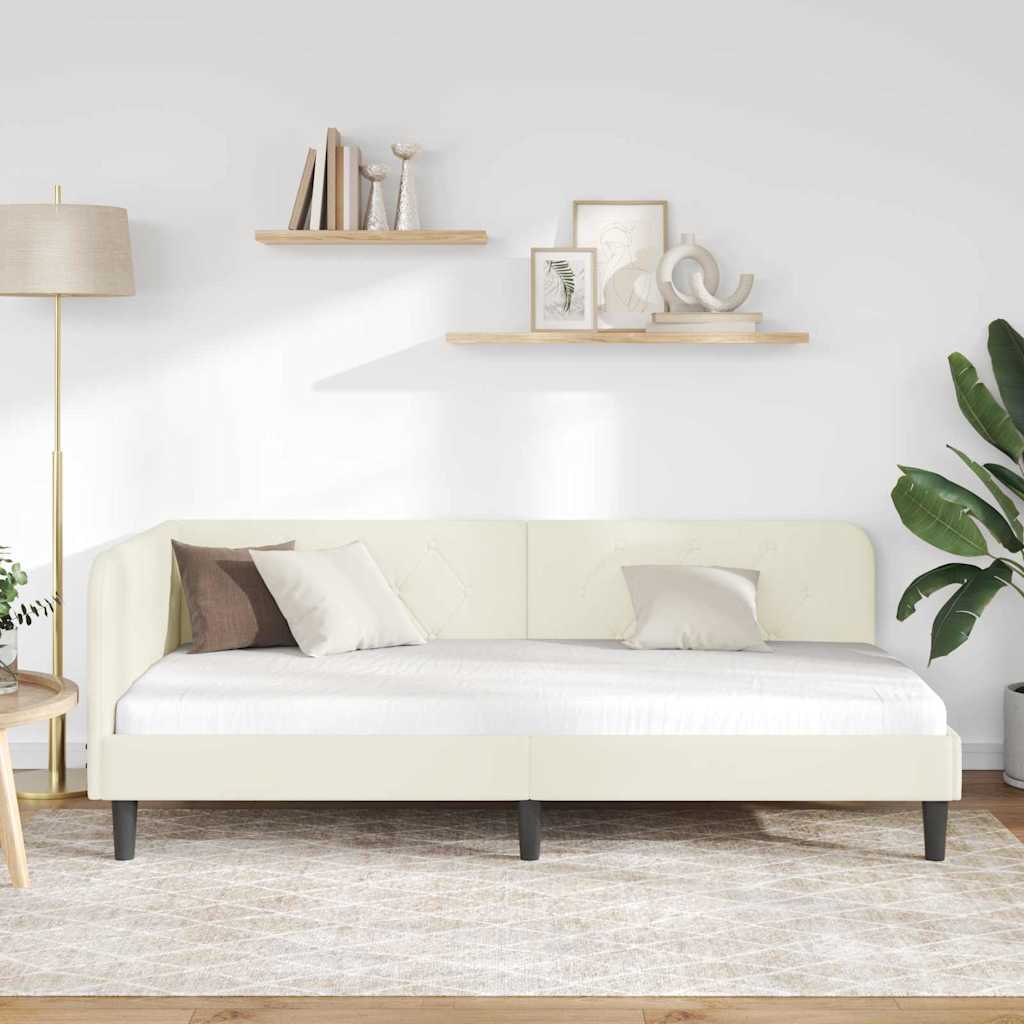 Hjørnesengramme Creme 100 x 200 cm Fløjl