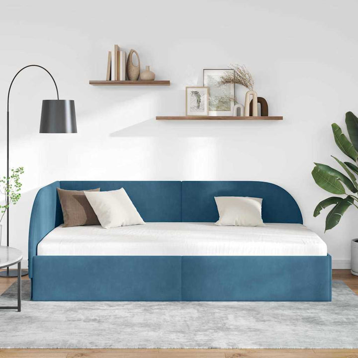 Hjørnesengramme Blå 80 x 200 cm Fløjl
