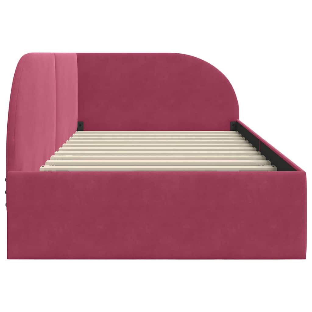 Hjørnesengramme med hovedgærde Vinrød 80 cm x 200 cm Fløjl