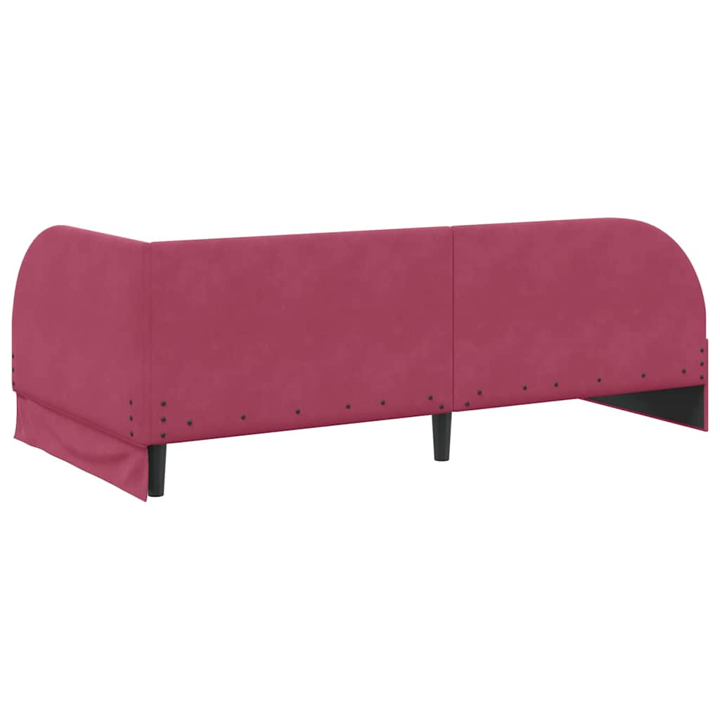 Hjørnesengramme med hovedgærde Vinrød 90 cm x 190 cm Fløjl
