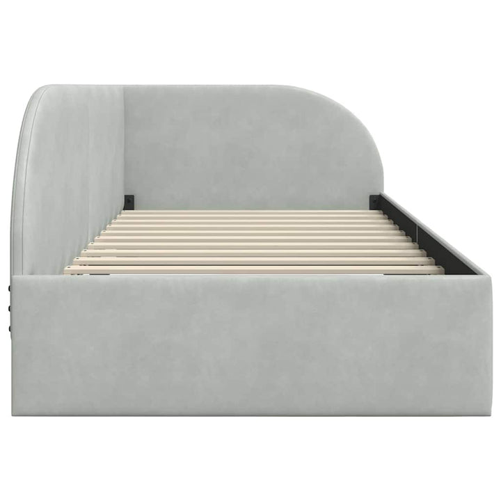 Hjørnesengramme med hovedgærde Lysegrå 90 cm x 200 cm Fløjl