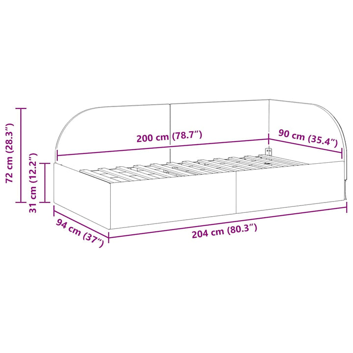 Hjørnesengramme med hovedgærde Mørkegrøn 90 cm x 200 cm Fløjl