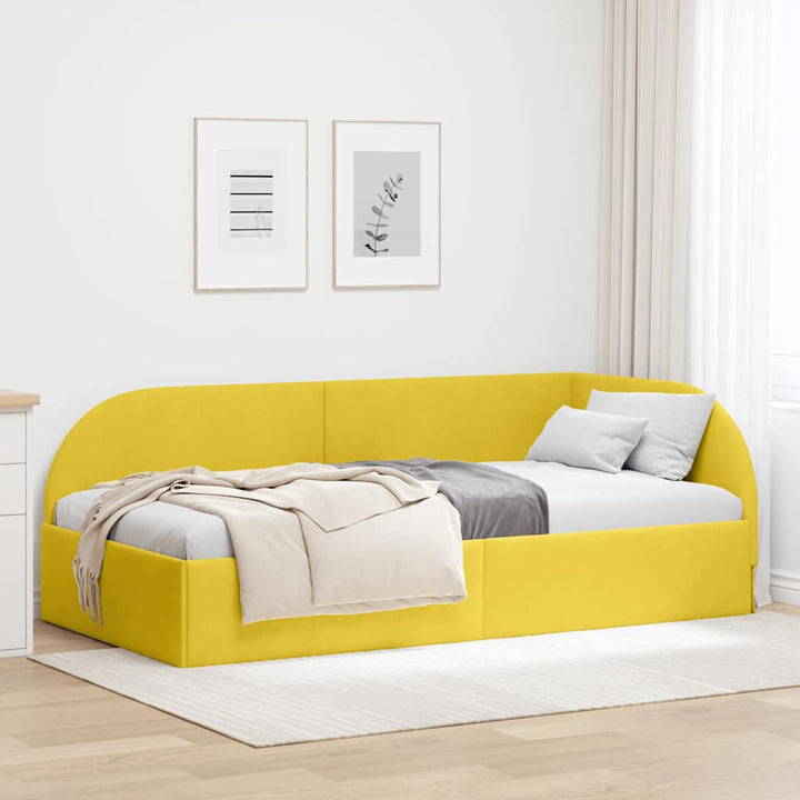 Hjørnesengramme med hovedgærde Gul 90 cm x 200 cm Fløjl