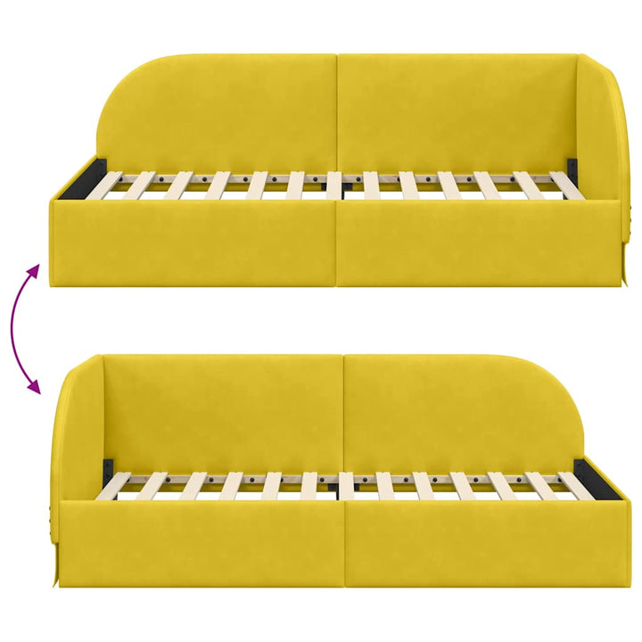Hjørnesengramme med hovedgærde Gul 90 cm x 200 cm Fløjl