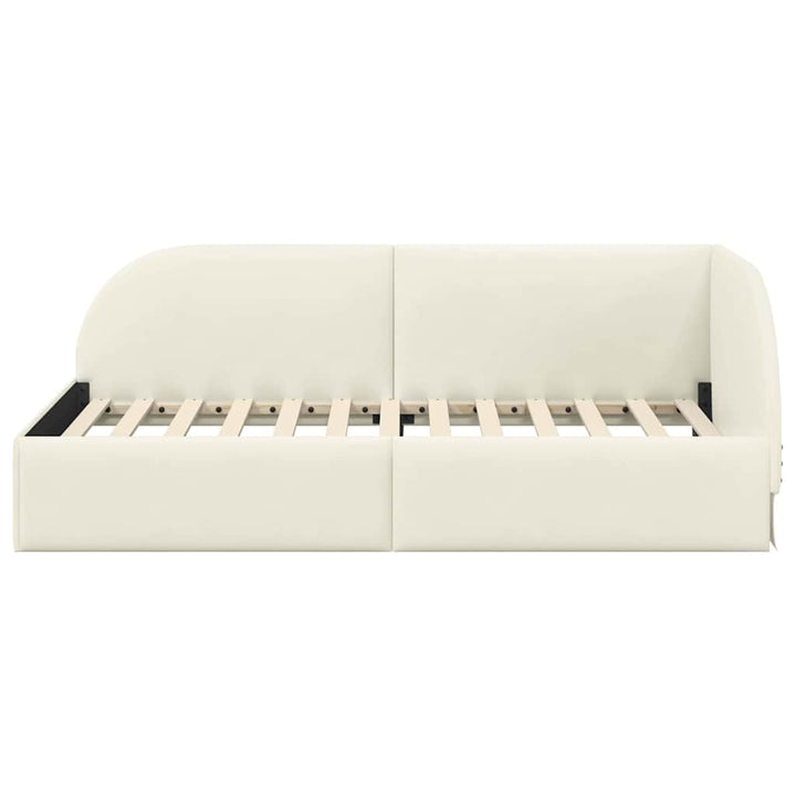 Hjørnesengramme med hovedgærde Creme 90 cm x 200 cm Fløjl