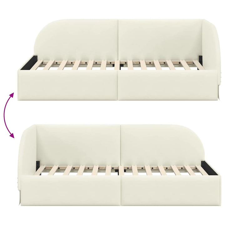 Hjørnesengramme med hovedgærde Creme 90 cm x 200 cm Fløjl