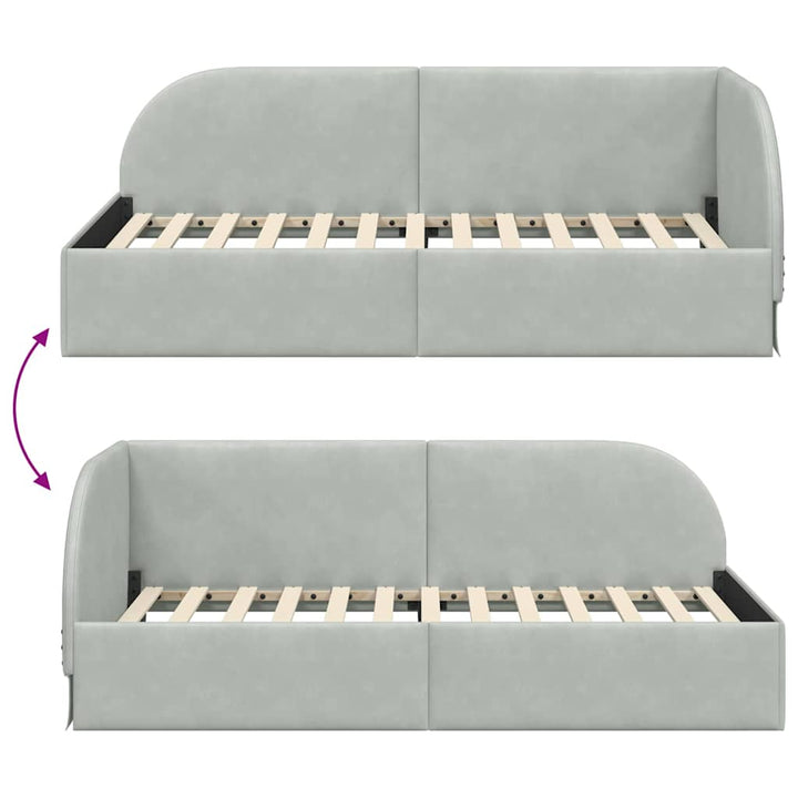 Hjørnesengramme med hovedgærde Lysegrå 100 cm x 200 cm Fløjl