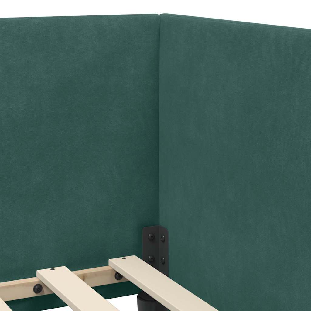 Hjørnesengramme Mørkegrøn 100 x 200 cm Fløjl