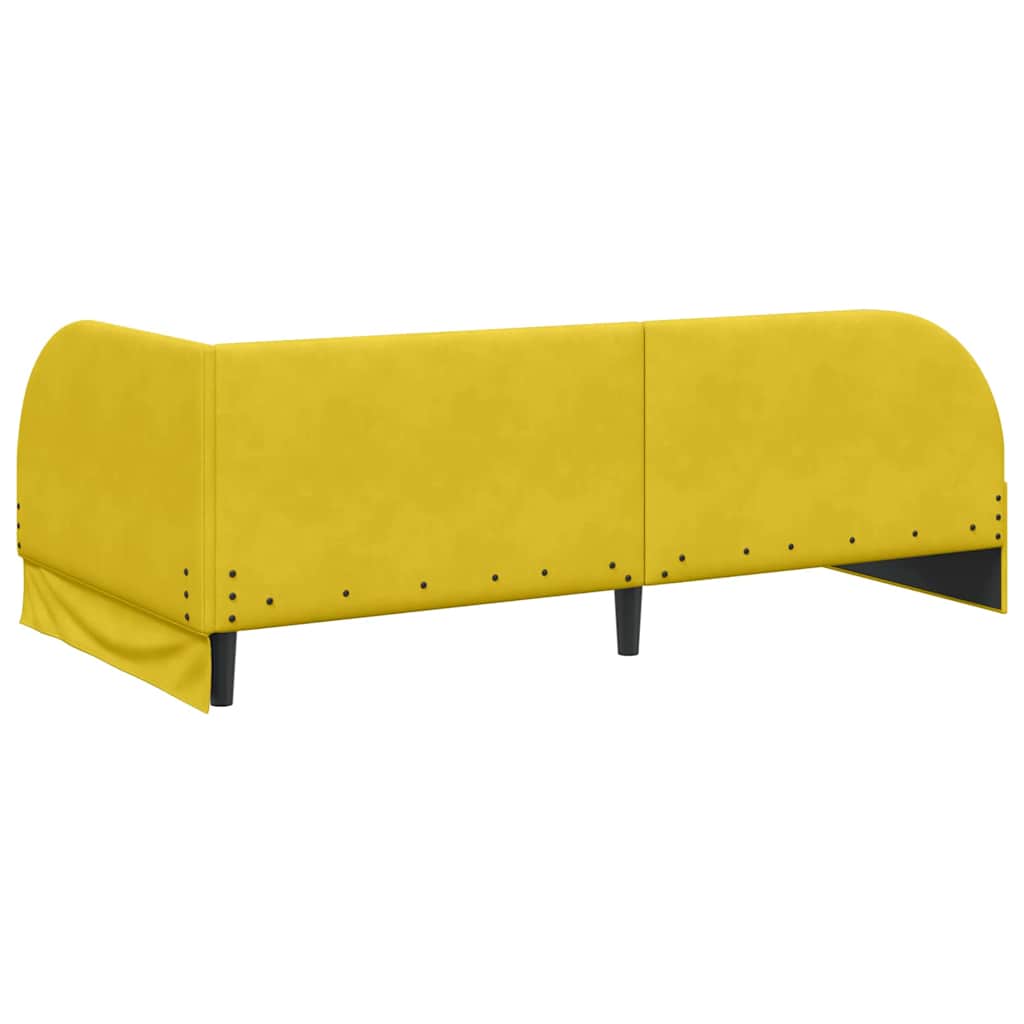 Hjørnesengramme med hovedgærde Gul 100 cm x 200 cm Fløjl
