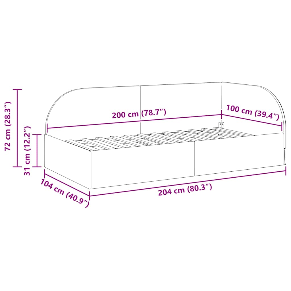 Hjørnesengramme med hovedgærde Creme 100 cm x 200 cm Fløjl
