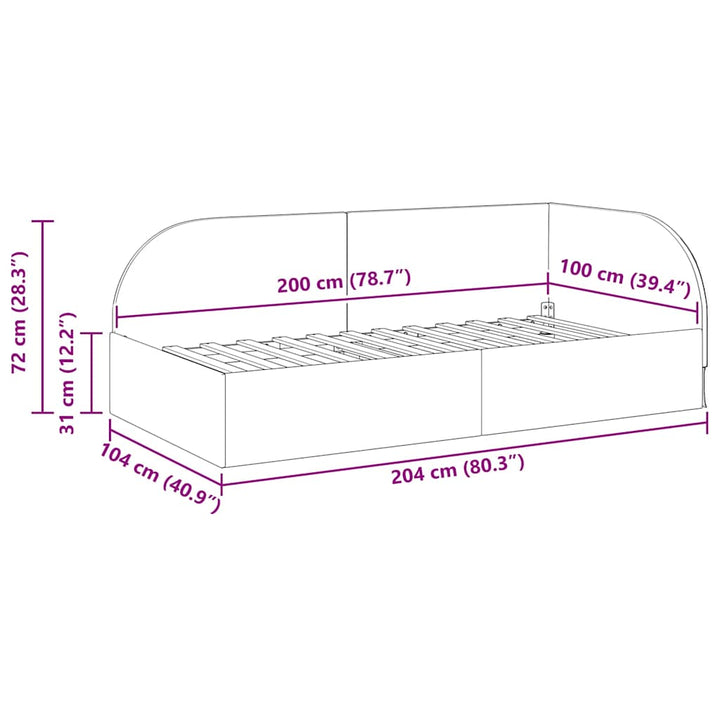 Hjørnesengramme med hovedgærde Creme 100 cm x 200 cm Fløjl
