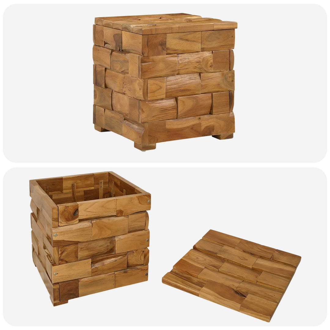 Opbevaringsskammel Brun 40 x 40 x 45 cm Massiv Teaktræ