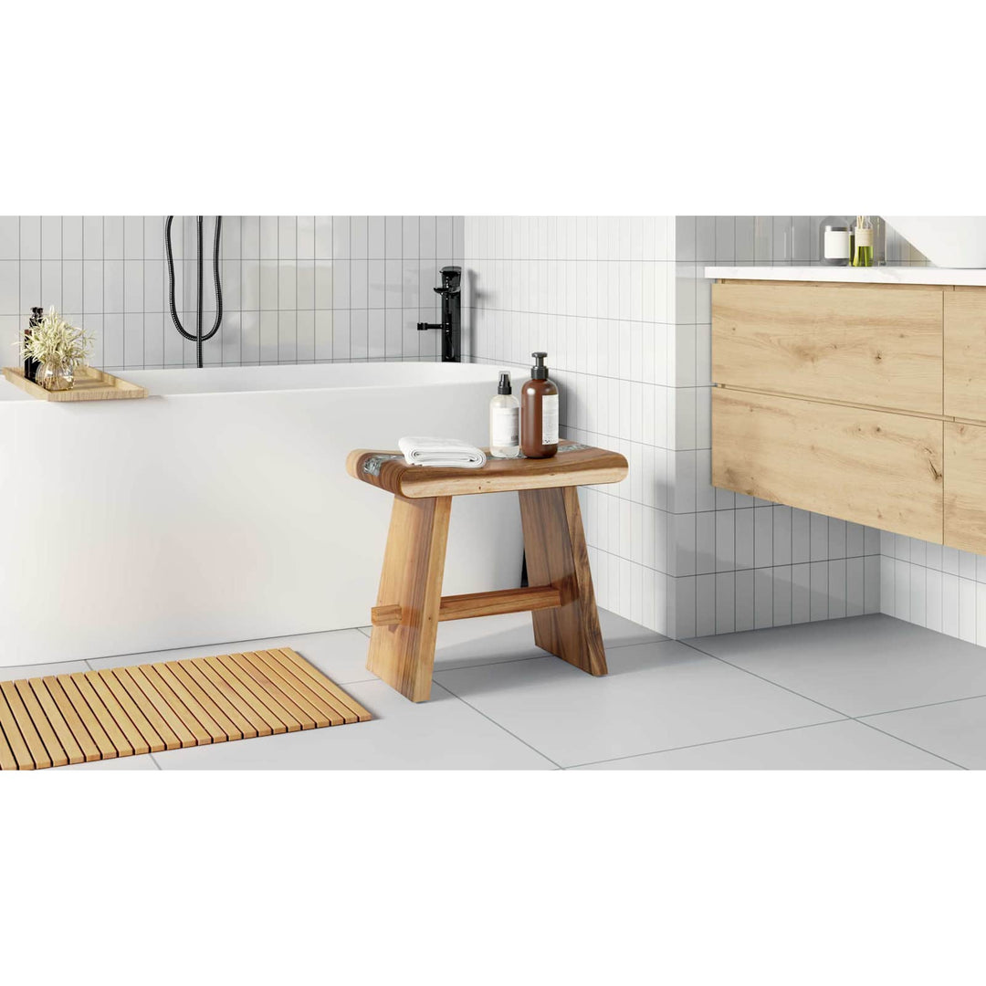 Brusebadsstol Naturfarvet 50 x 30 x 44 cm Massivt suartræ