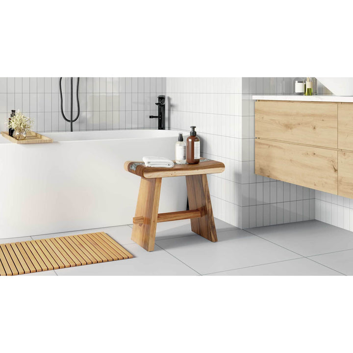Brusebadsstol Naturfarvet 50 x 30 x 44 cm Massivt suartræ