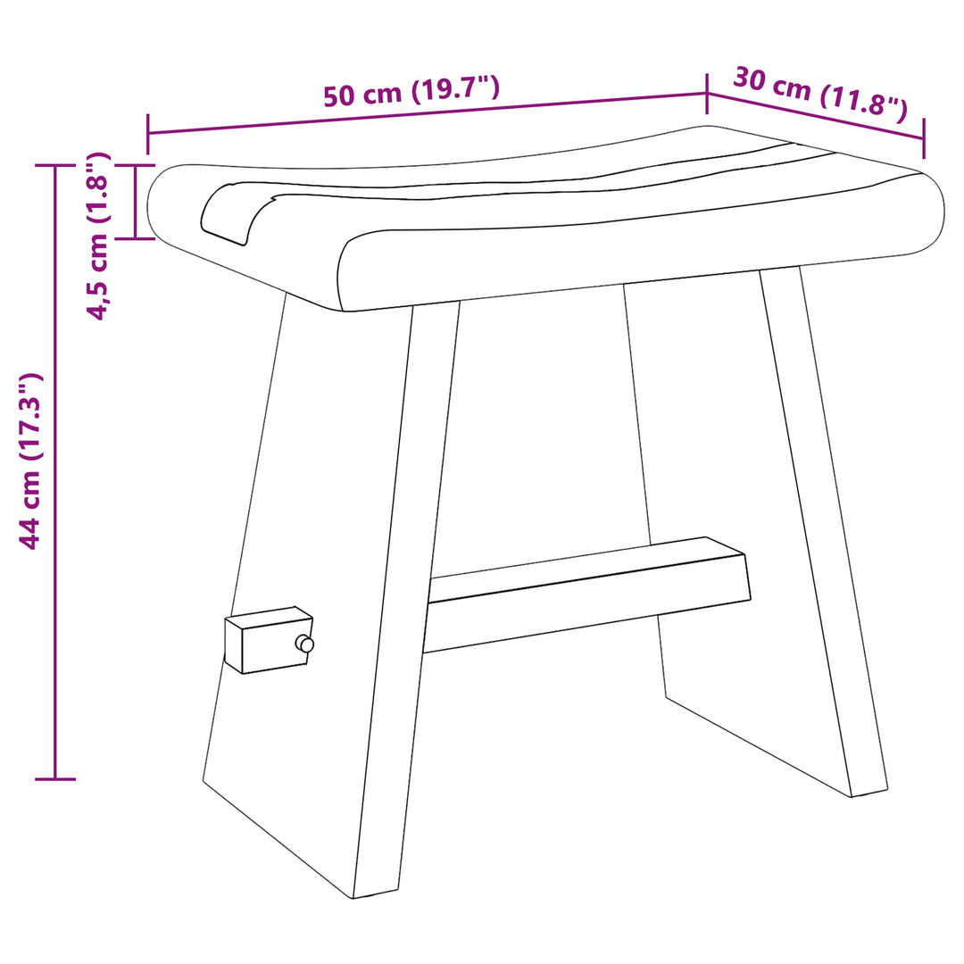 Brusebadsstol Naturfarvet 50 x 30 x 44 cm Massivt suartræ