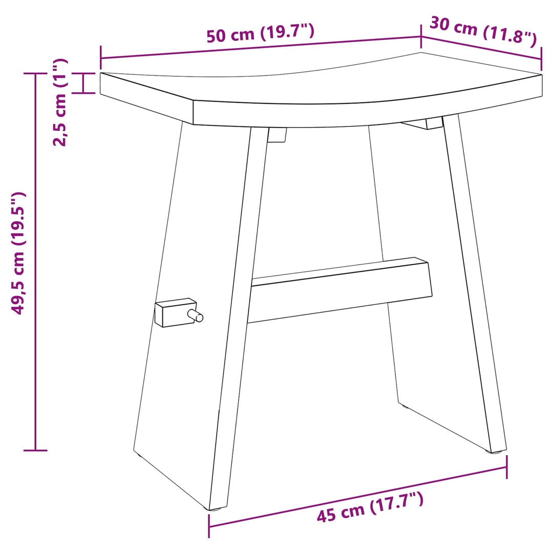 Badeværelsesskammel Brun 50 x 29,5 x 50,5 cm Massiv Teaktræ