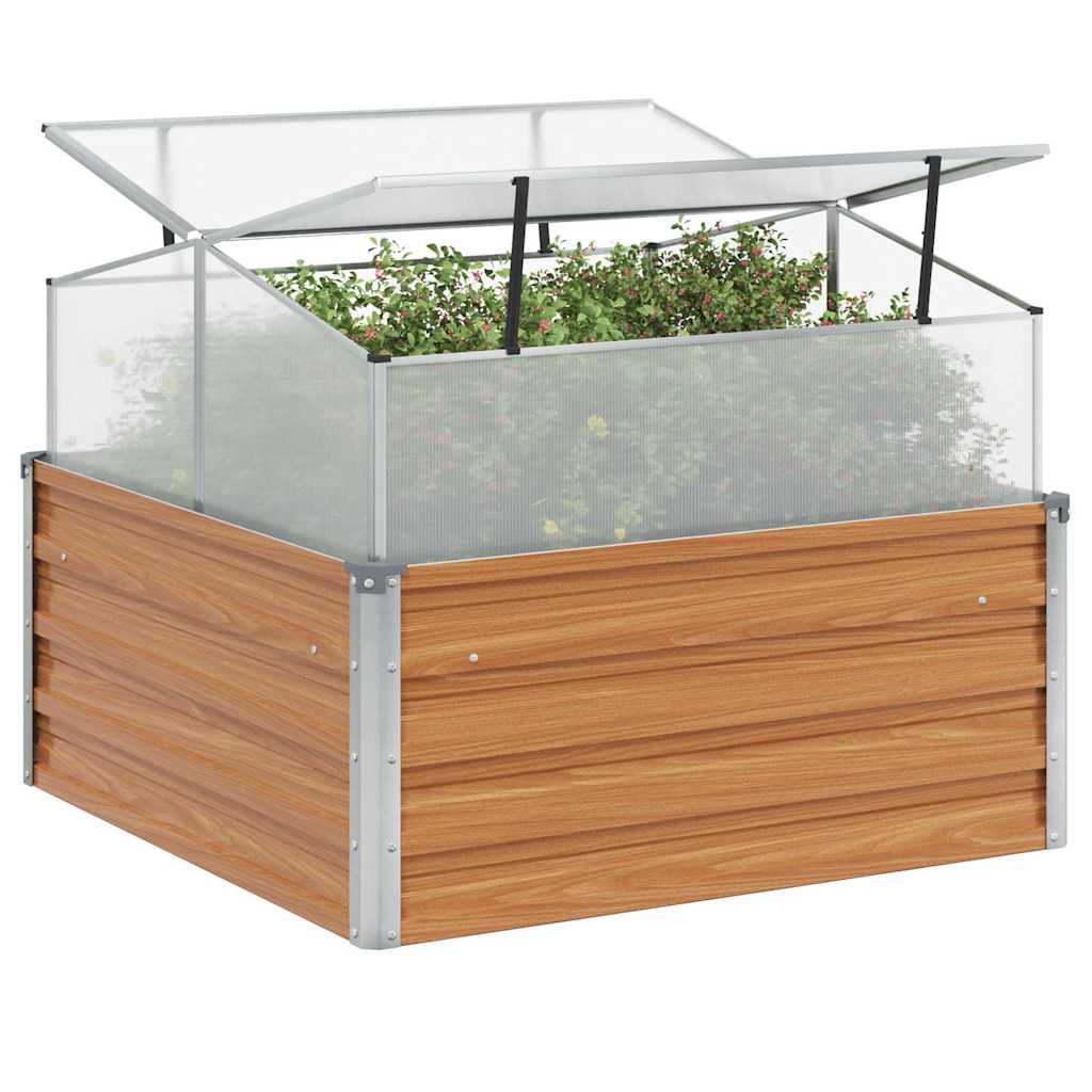 Haveplantekasse med drivhus Lys Brun 100 x 100 x 77 cm
