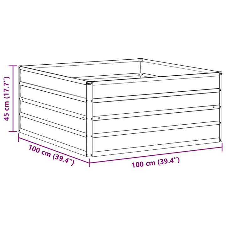 Højbed Lys Brun 100 x 100 x 45 cm Galvaniseret stål
