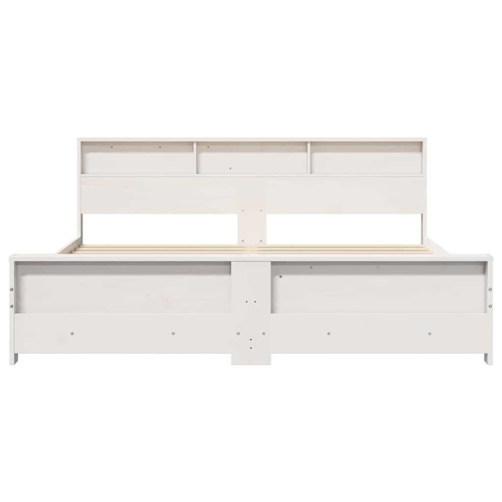 Sengestel med hovedgærde Hvid 200 x 200 cm Konstrueret træ
