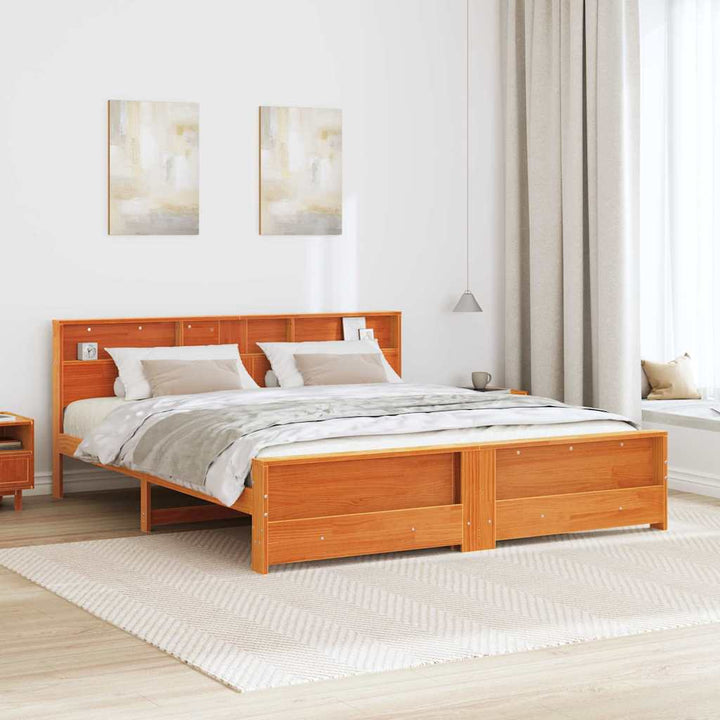 Sengestel Voks brun 200 x 200 cm Massivt fyrretræ