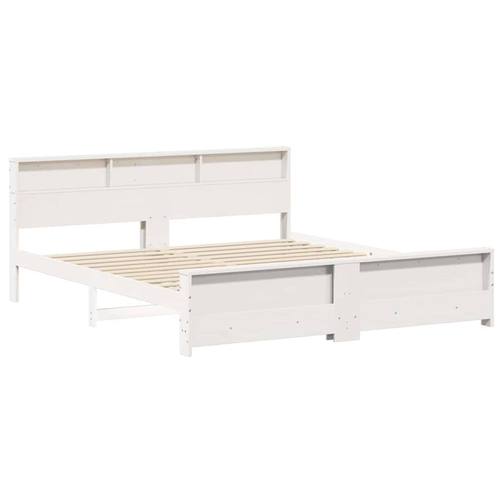 Sengestel med hylde Hvid 180 x 200 cm Massivt fyrretræ