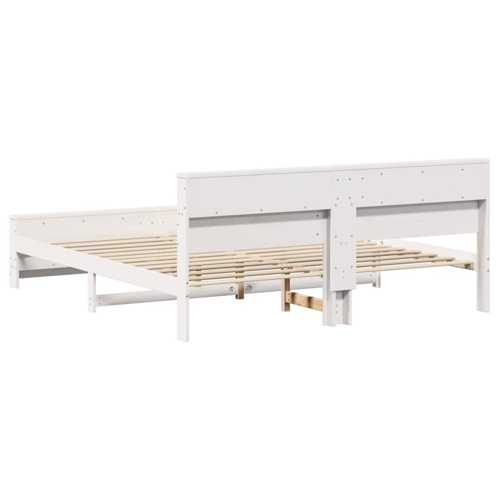 Sengestel med hylde Hvid 180 x 200 cm Massivt fyrretræ