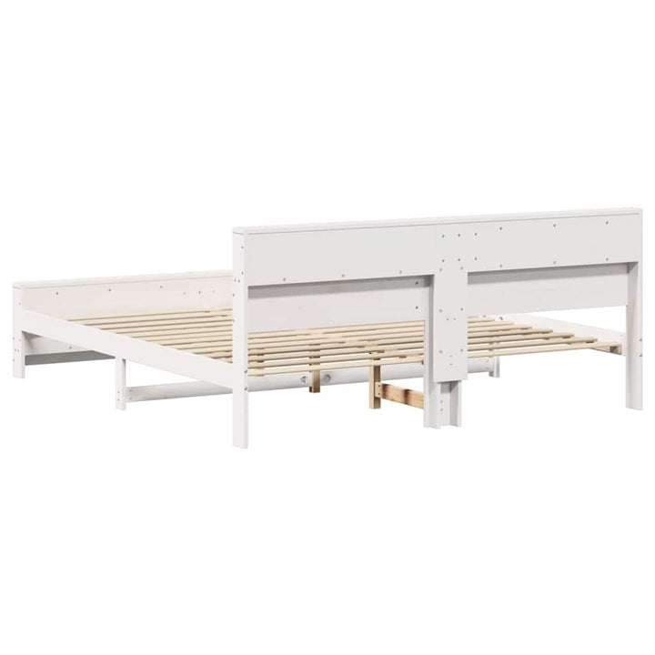 Sengestel med hylde Hvid 180 x 200 cm Massivt fyrretræ