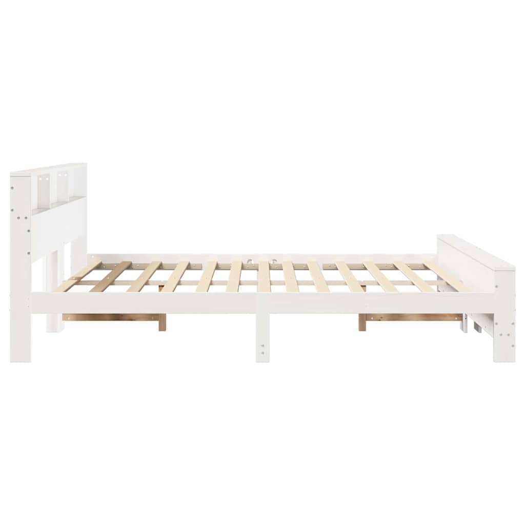 Sengestel med hylde Hvid 180 x 200 cm Massivt fyrretræ