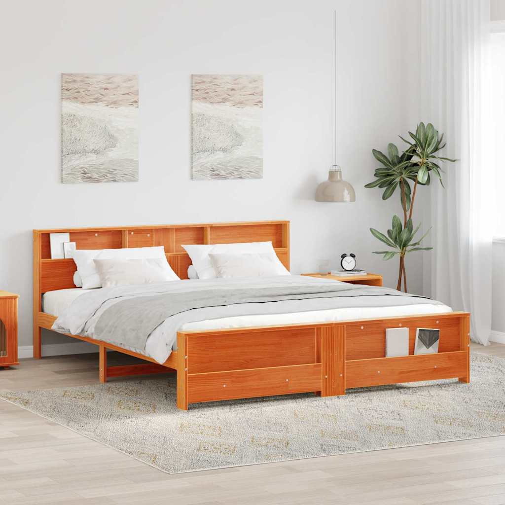 Sengestel med hovedgærde Voks brun 180 x 200 cm Konstrueret træ