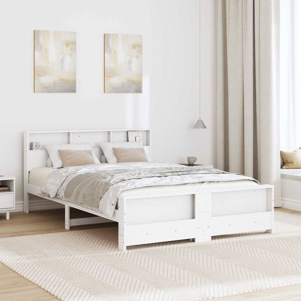 Sengestel med hovedgærde Hvid 140 x 200 cm Konstrueret træ