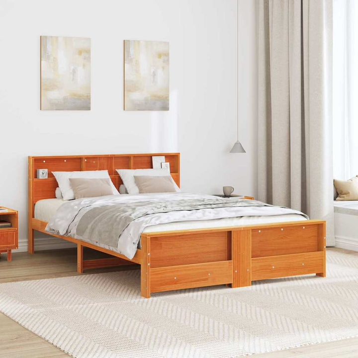 Sengestel med hovedgærde Voks brun 140 x 200 cm Konstrueret træ