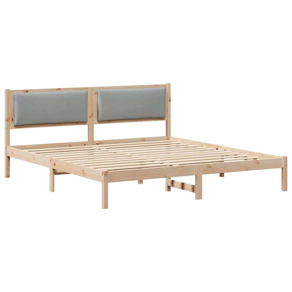 Sengestel med hovedgærde Lysegrå 200 x 200 cm Massiv fyrretræ