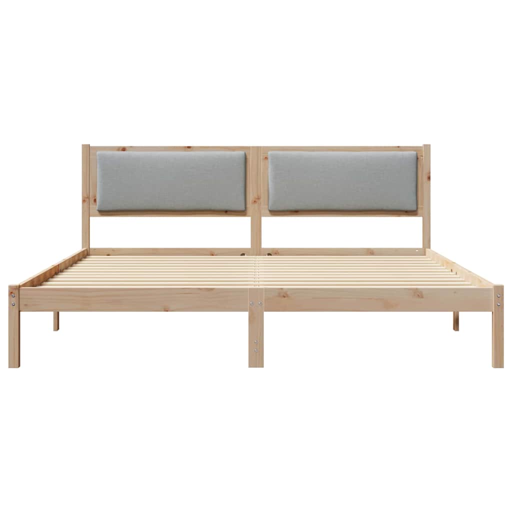 Sengestel med hovedgærde Lysegrå 200 x 200 cm Massiv fyrretræ
