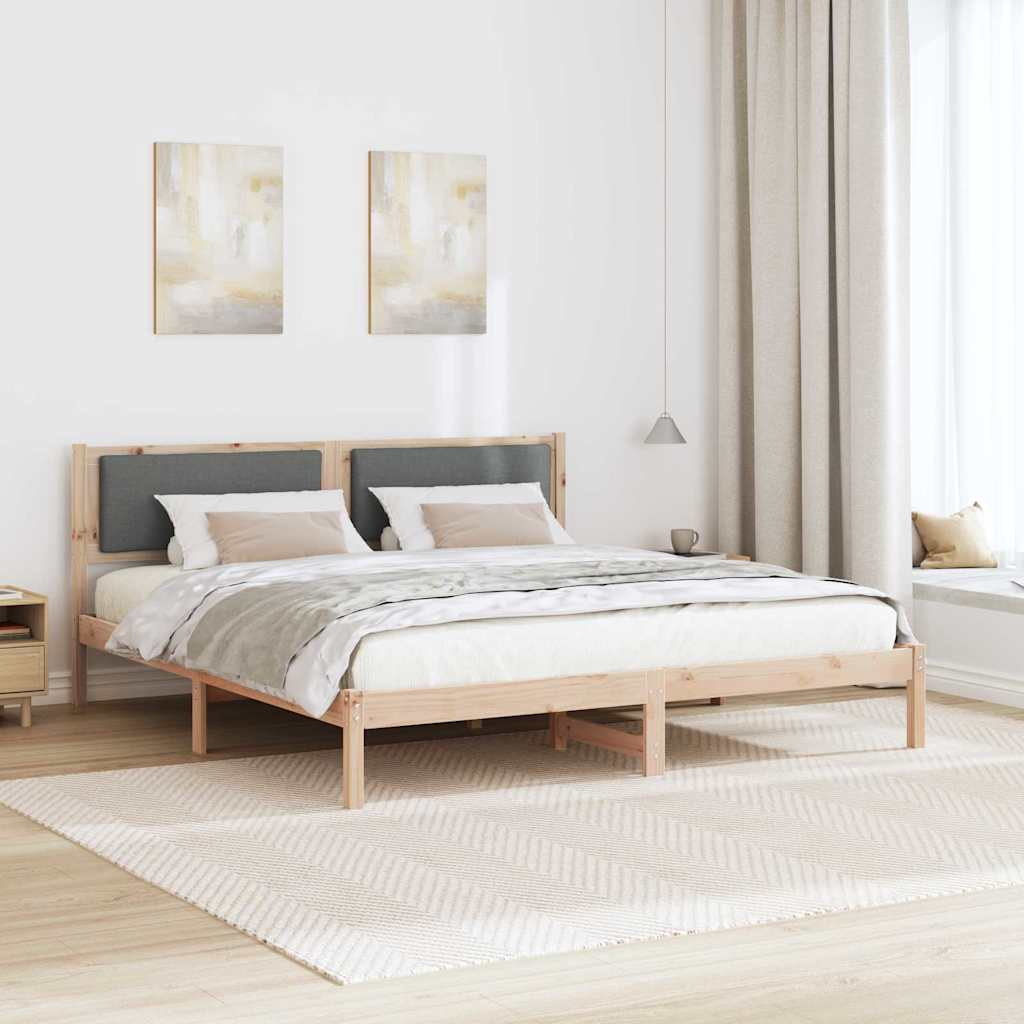 Sengestel med hovedgærde Mørkegrå 200 x 200 cm Massiv fyrretræ