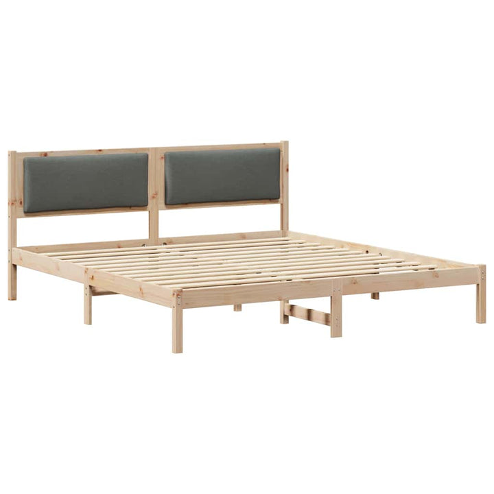 Sengestel med hovedgærde Mørkegrå 200 x 200 cm Massiv fyrretræ