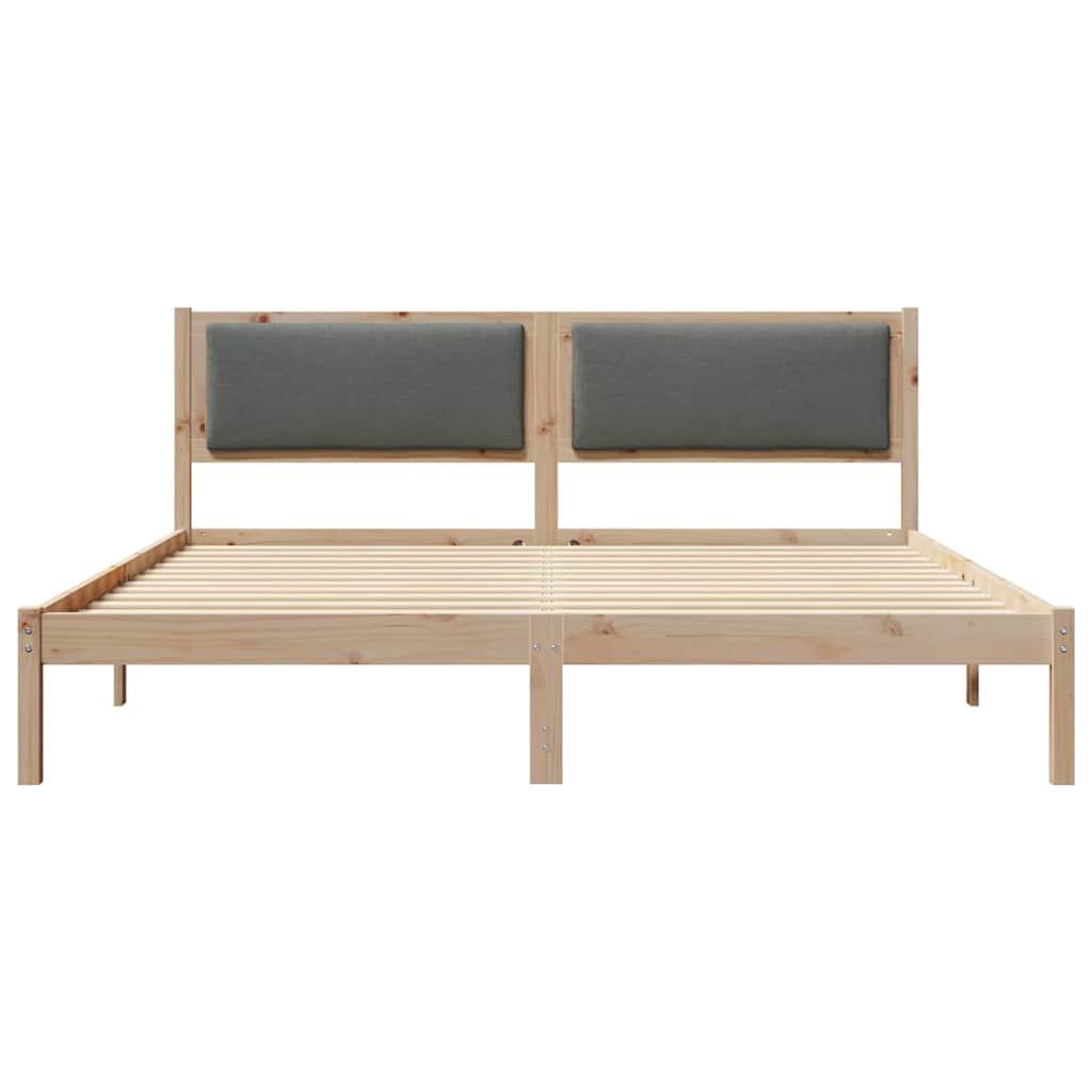Sengestel med hovedgærde Mørkegrå 200 x 200 cm Massiv fyrretræ
