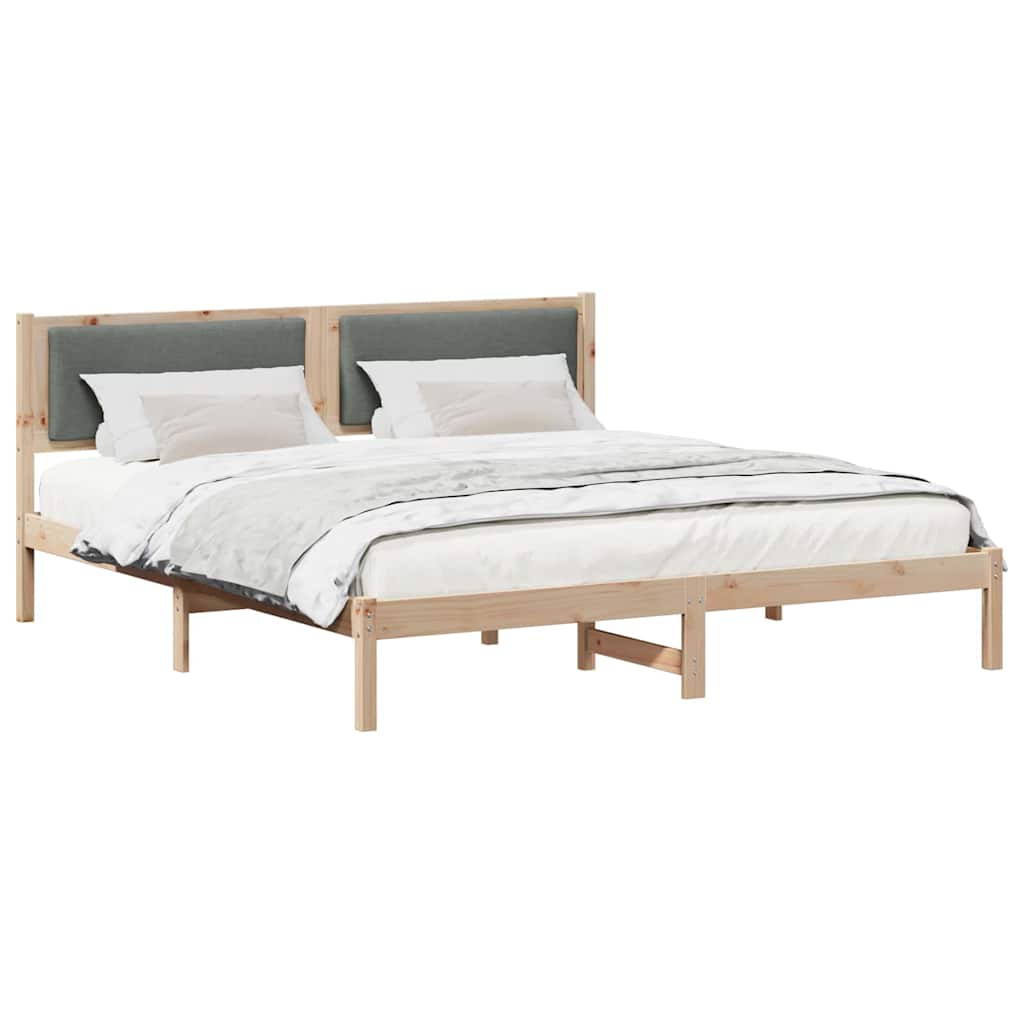 Sengestel med hovedgærde Mørkegrå 200 x 200 cm Massiv fyrretræ