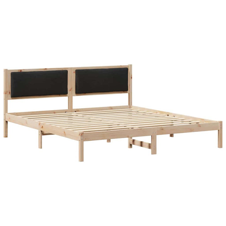 Sengestel med hovedgærde Sort 200 x 200 cm Massiv fyrretræ