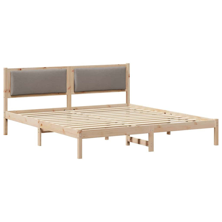 Sengestel med hovedgærde Gråbrun 200 x 200 cm Massiv fyrretræ