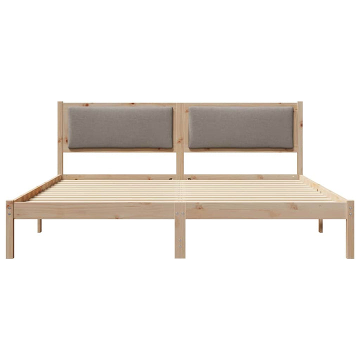 Sengestel med hovedgærde Gråbrun 200 x 200 cm Massiv fyrretræ