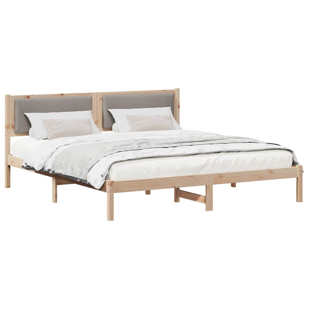 Sengestel med hovedgærde Gråbrun 200 x 200 cm Massiv fyrretræ