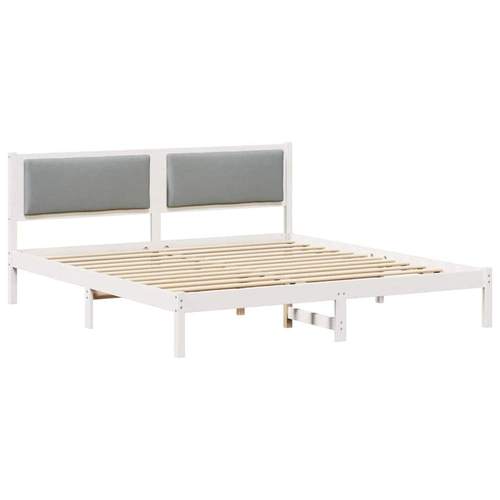 Sengestel med hovedgærde Lysegrå 200 x 200 cm Massiv fyrretræ