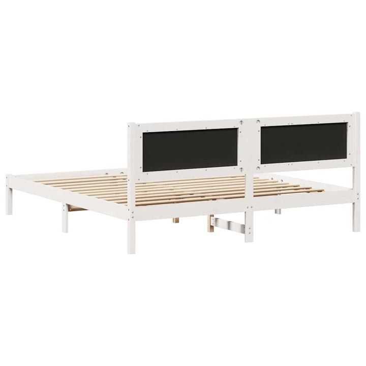 Sengestel med hovedgærde Lysegrå 200 x 200 cm Massiv fyrretræ