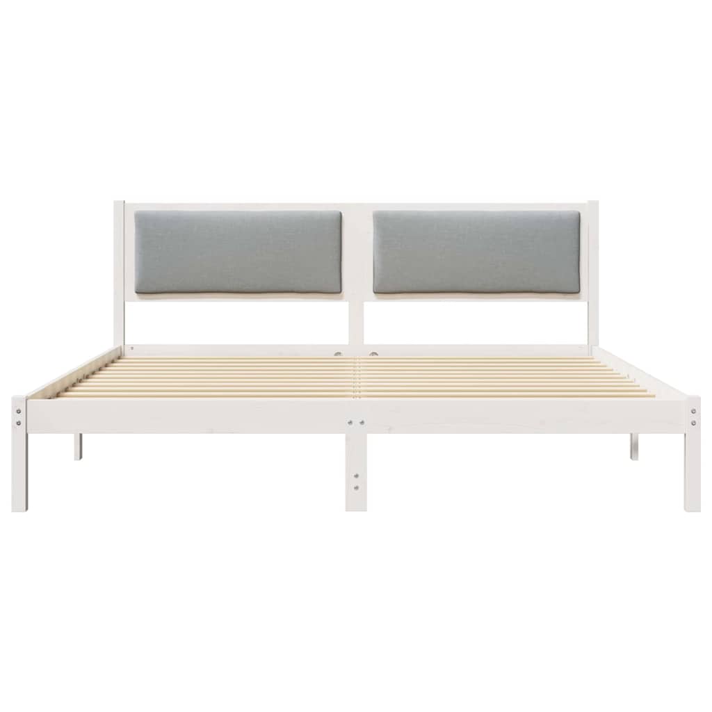 Sengestel med hovedgærde Lysegrå 200 x 200 cm Massiv fyrretræ