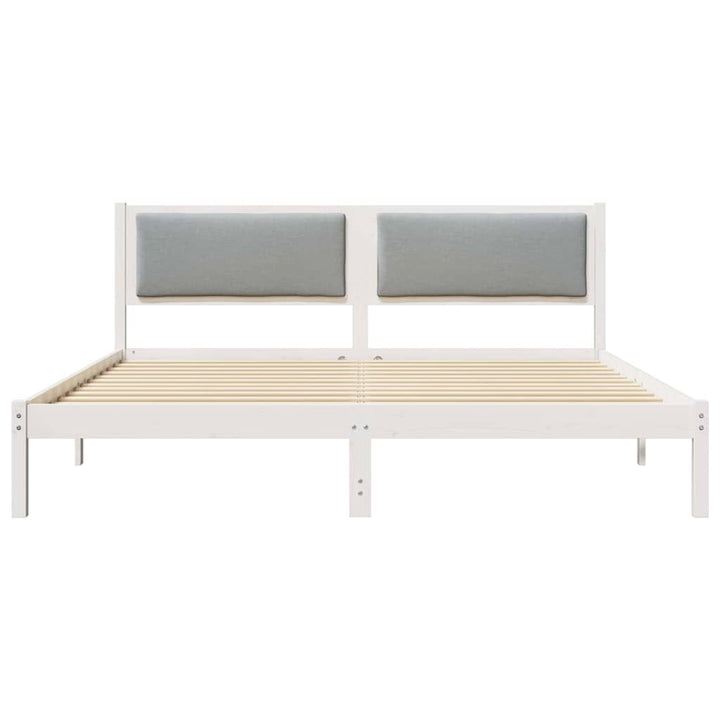 Sengestel med hovedgærde Lysegrå 200 x 200 cm Massiv fyrretræ
