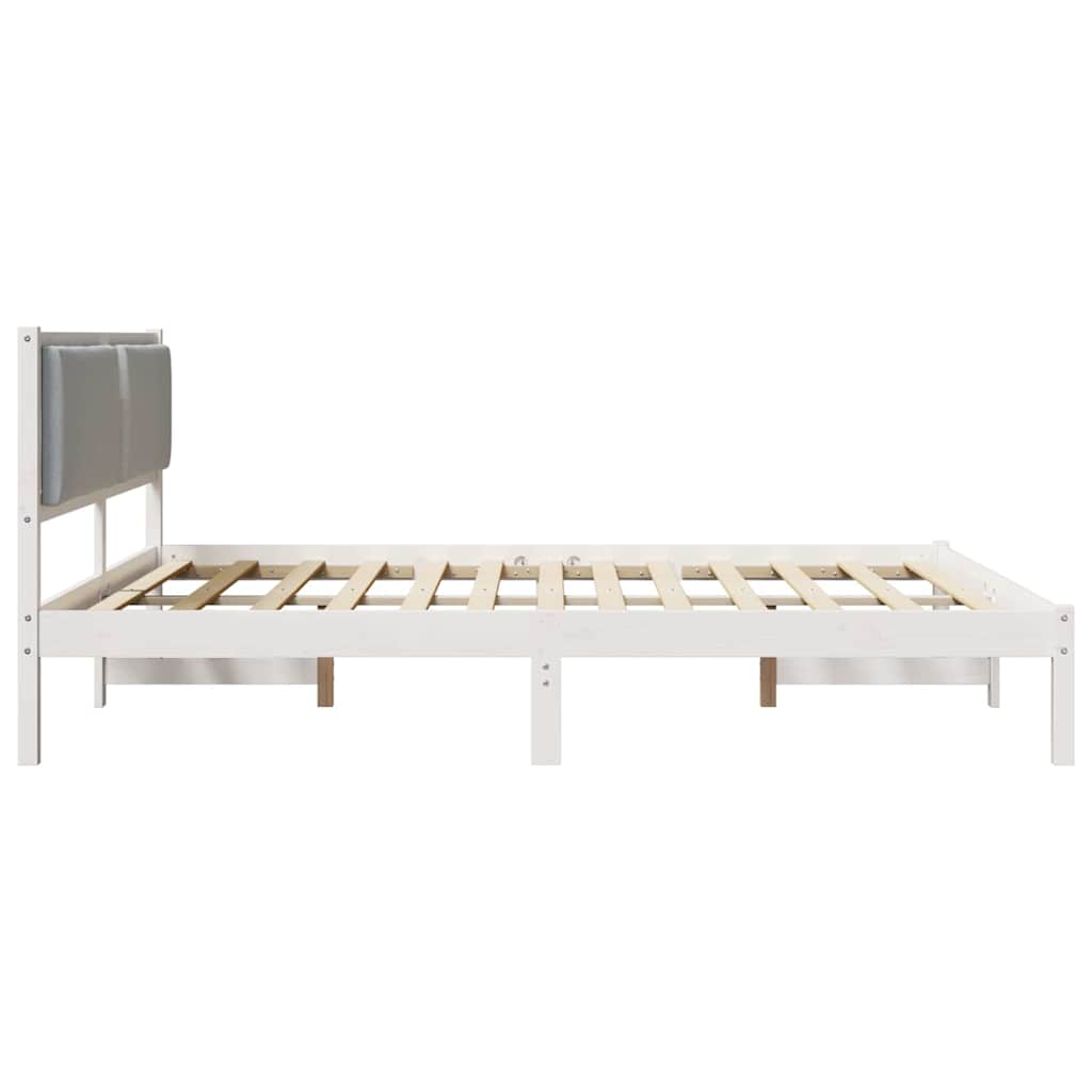 Sengestel med hovedgærde Lysegrå 200 x 200 cm Massiv fyrretræ