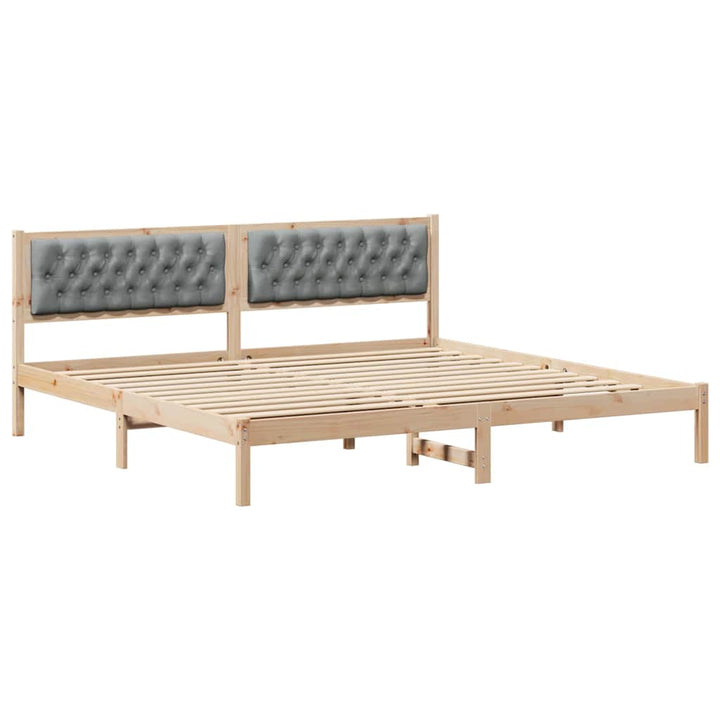 Sengestel med hovedgærde Lysegrå 200 x 200 cm Massiv fyrretræ